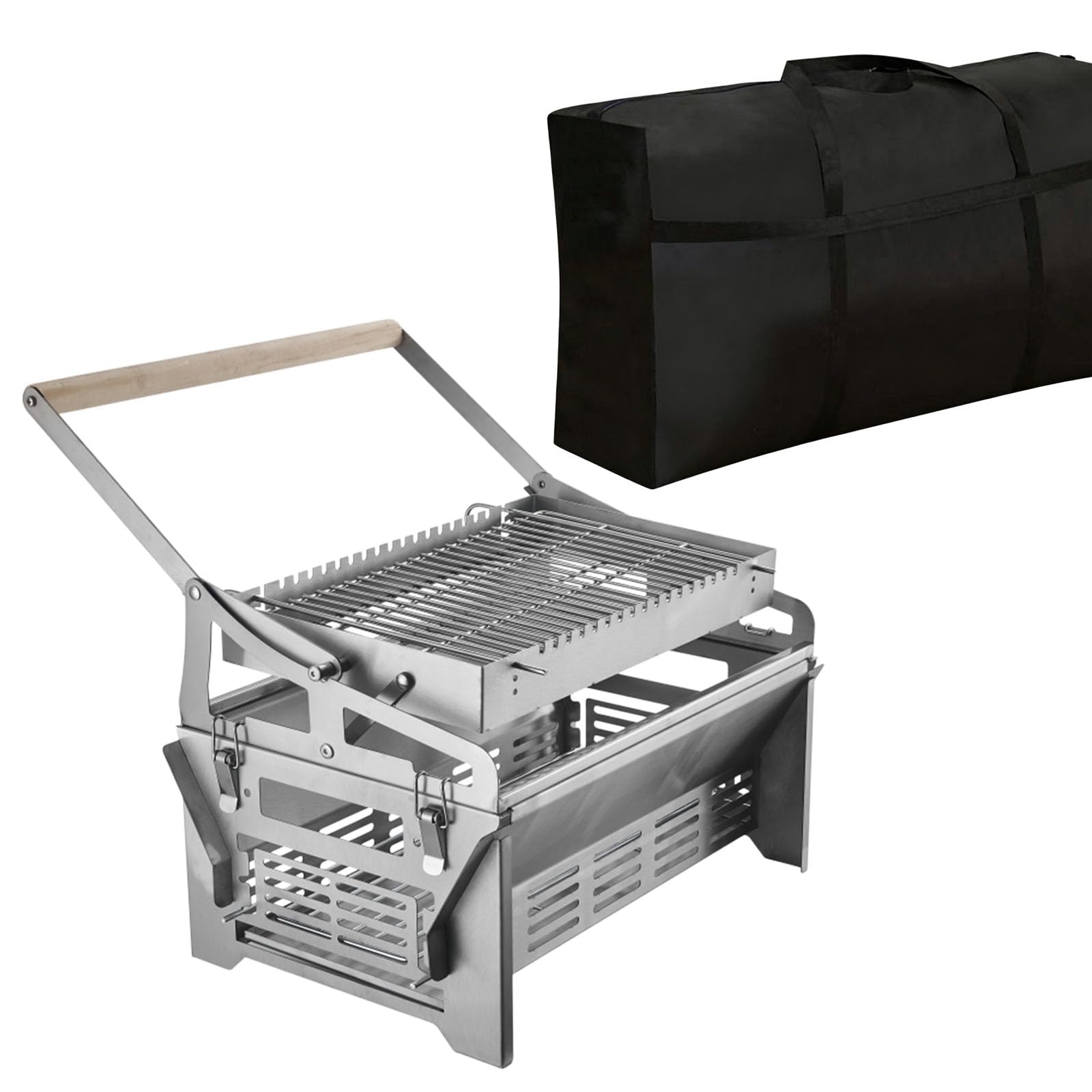 Whoasyst Detachable 304 Stainless Steel Rotating BBQ Grills 360 Degree Rotating Charcoal Grills for Beach Parties Rustless BBQ Barbecue