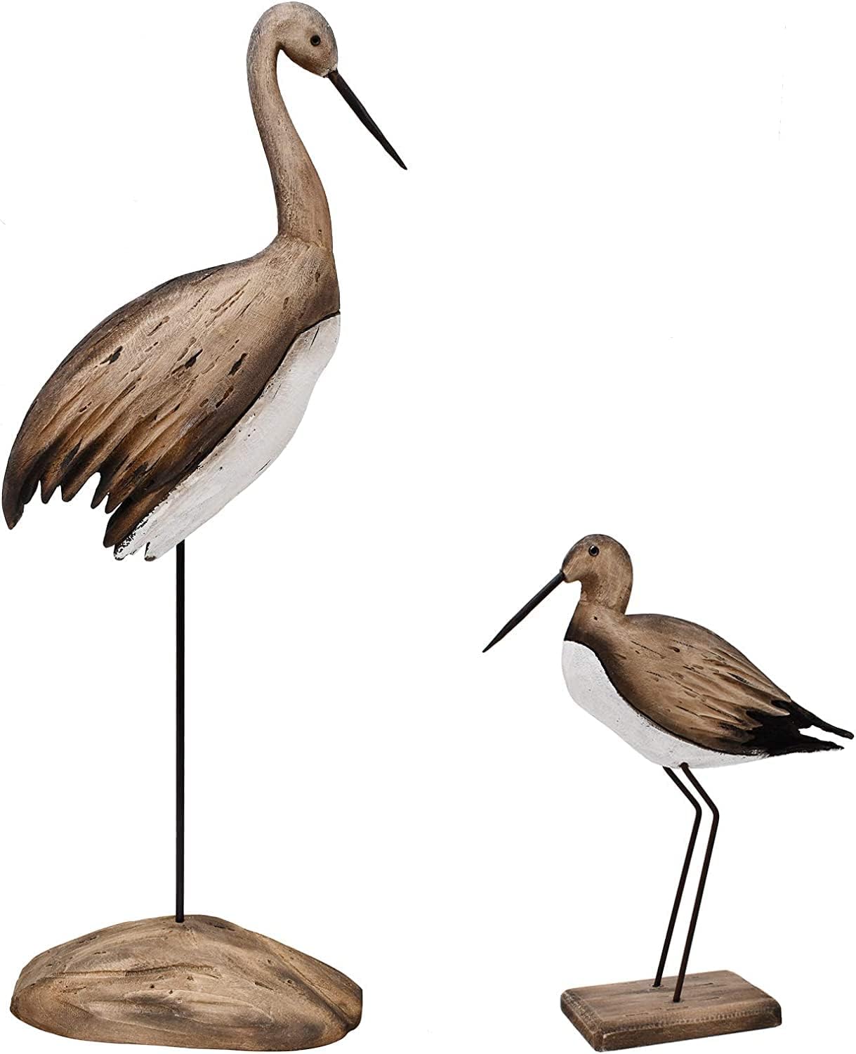 Bird Stake Decorative Crane Stake Home Decoration Wood Crane Art Decor Indoor Outdoor Decoration for Living room Study Bedroom Office Hall Pathway Backyard (set)