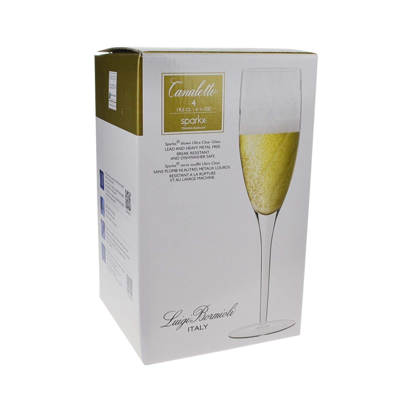 Luigi Bormioli Colorless 19 Cl Canaletto Flute Glass, Box Of 4