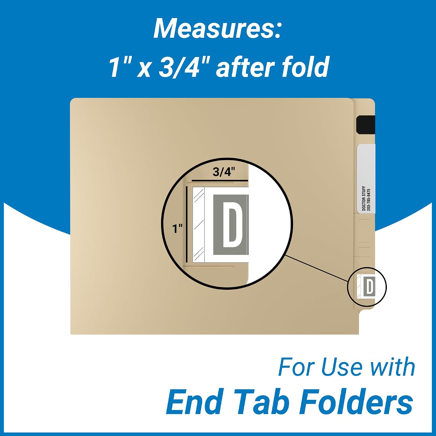 Doctor Stuff - File Folder Labels, Alphabet Letter, Complete Set A-Z, Plus Mc, with Tray, Tabbies 12030 - CXAM Series Compatible Alpha Stickers, 1" x 1-1/2", 27 Rolls, 500/Roll