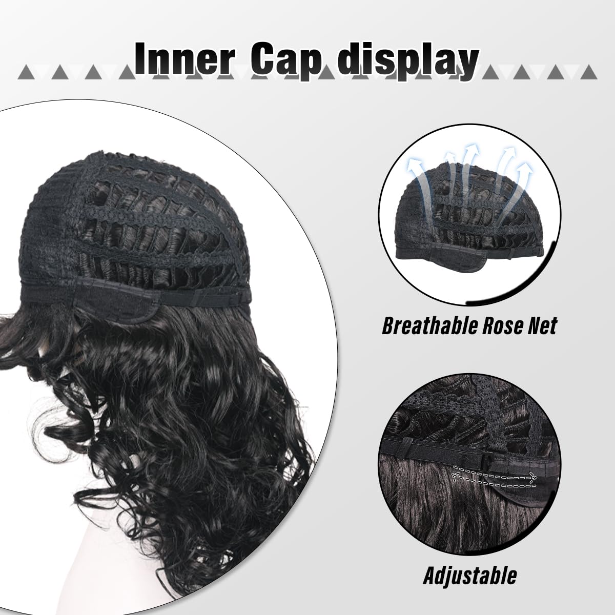 FantaLook 80s Long Curly Vintage Cosplay Wig with Bang for Women 60 70s Queen Costume for Halloween Party (Black) - Image 5