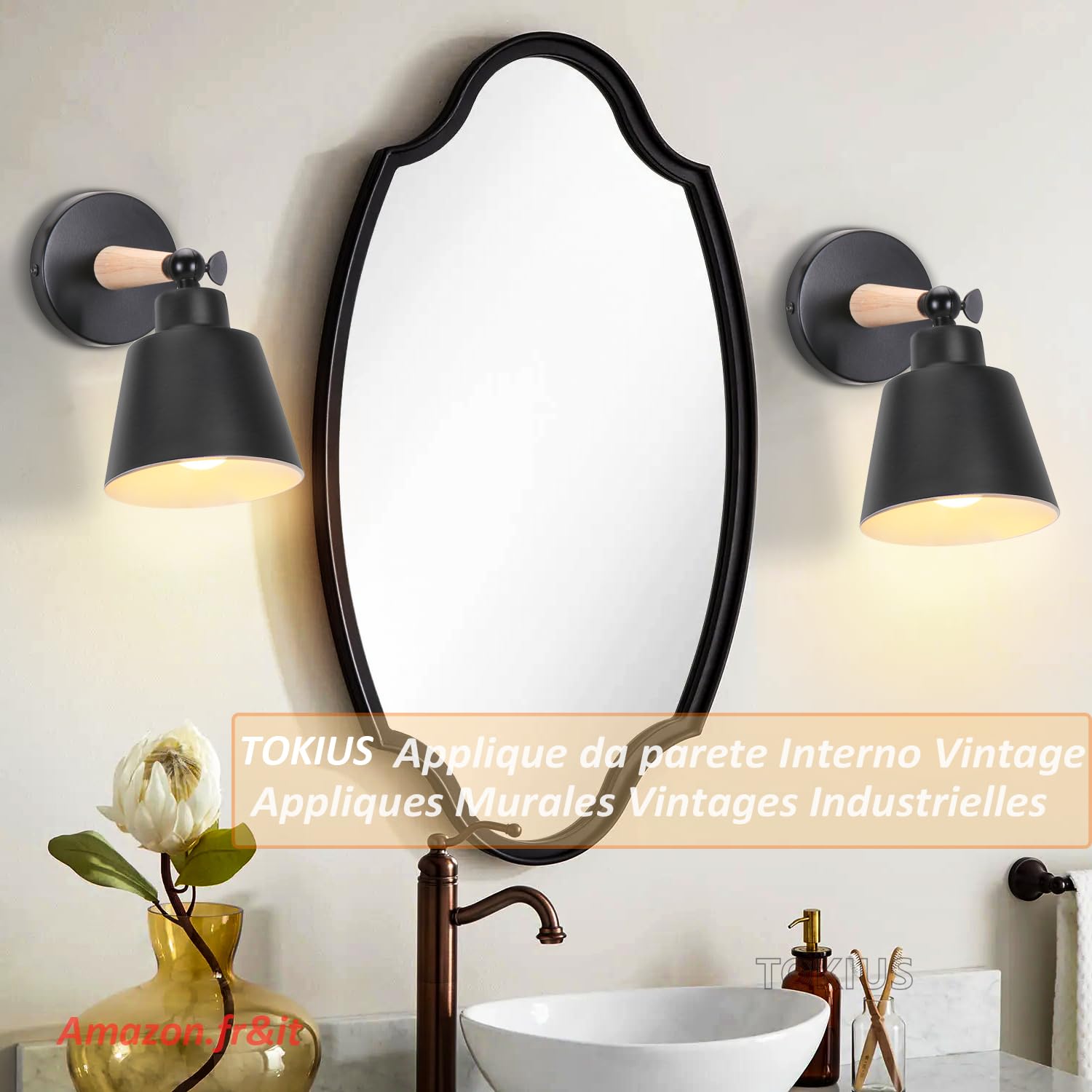2 Packs Appliques Murales Vintages Industrielles Plafonniers Luminaires E27 en Métal Réglable Lampe Murale Interieur Rétro pour Chambre Cuisine Restaurant
