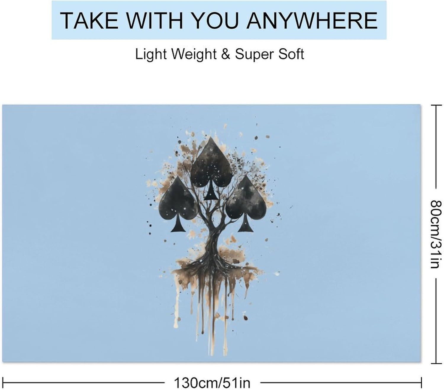 Aces of Spades Tree Oversized Beach Towel Soft Absorbent Pool Bath Swim Towels for Adults Travel Vacation Gifts 130x80cm