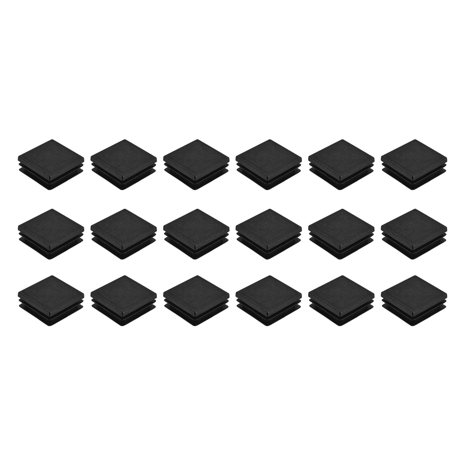 uxcell 12Pcs Square Plastic Plugs, 38 x 38mm/1.5 x 1.5inch PE Pipe Tubing End Caps for 32-36mm/1.26-1.42inch Square Tube Furniture Chair Leg, Black