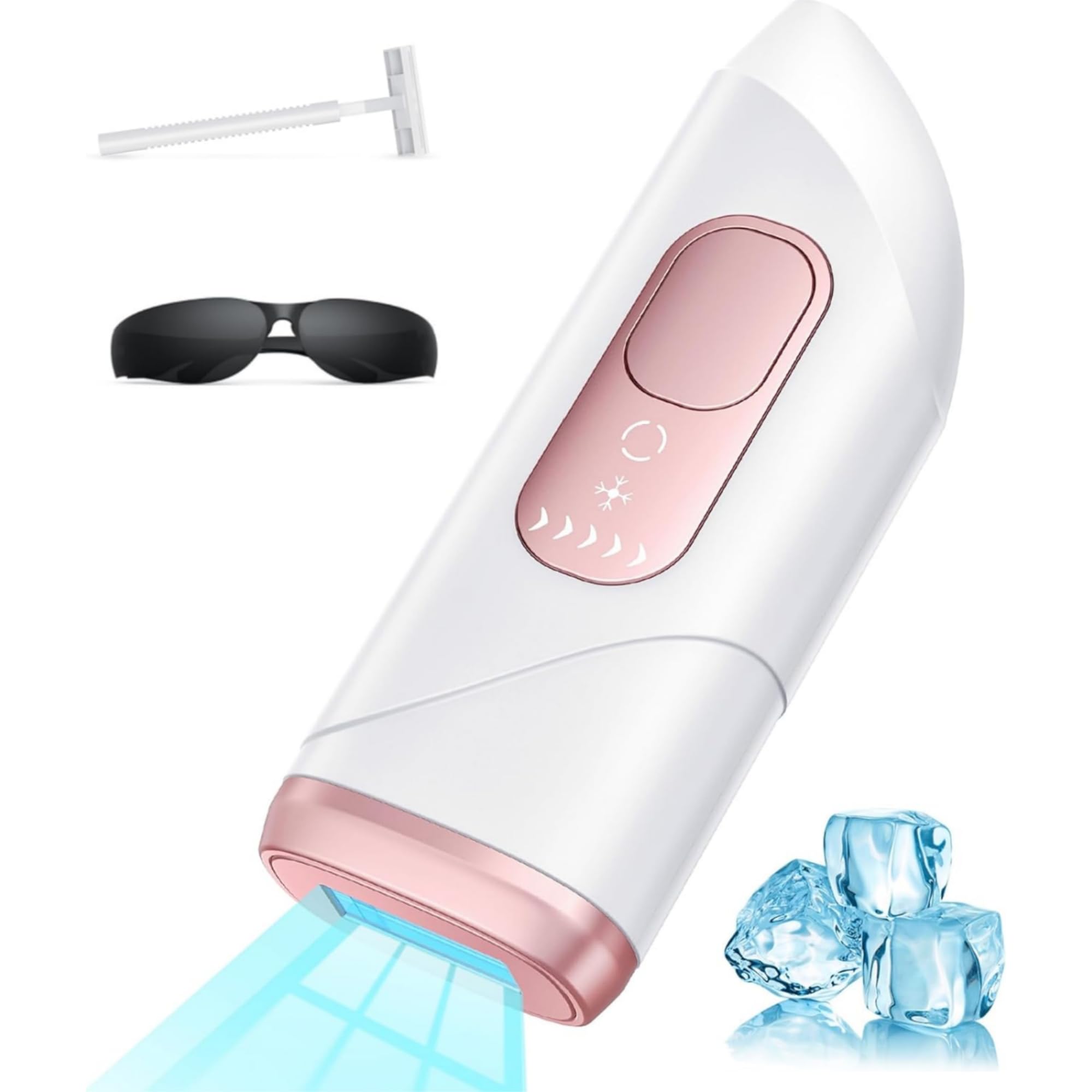 Depiladora Laser con Función de Enfriamiento con Hielo, 600-1200NM Depiladora Luz Pulsada con Destellos Ilimitados, 2 Modos de Flash, Laser Depilacion para Mujeres Hombres Bikini Brazos Piernas
