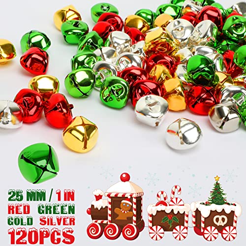 image for Augshy Jingle Bells for Crafts, 120 Pcs 1 Inch Christmas Jingle Bells,