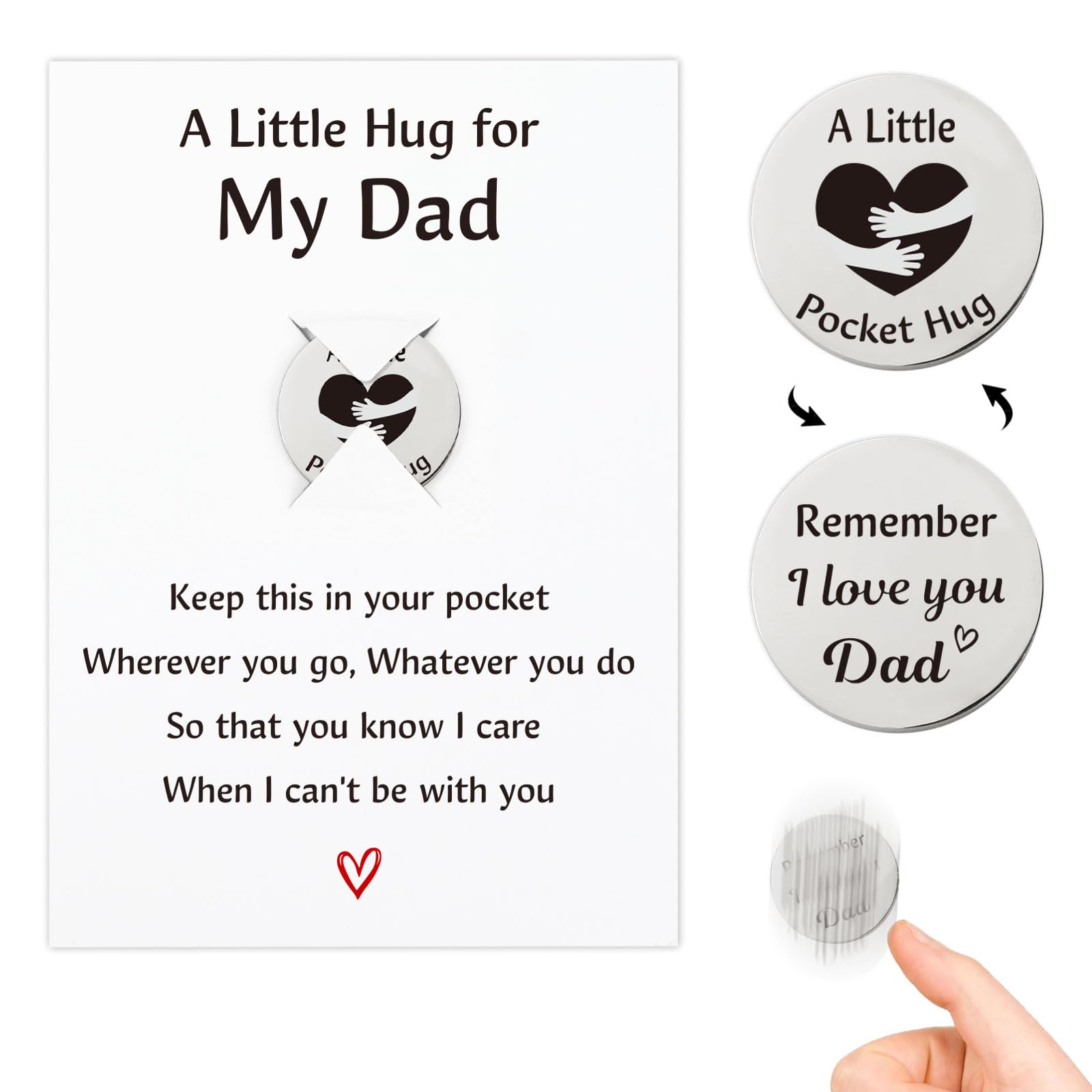 Pocket Hug Dad Birthday Gifts for Dad Pocket Hug Fathers Day Dad Gifts Christmas Daddy Gifts with Greeting Card and Envelope Long Distance Relationship Gifts