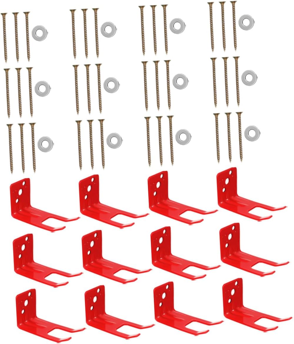 Uonlytech Heavy Duty Fire Extinguisher Wall Mount Brackets Red Metal Hooks Featuring Locking Slot Design for High-Strength Support Easy Installation Various Walls for Home and Office Safety