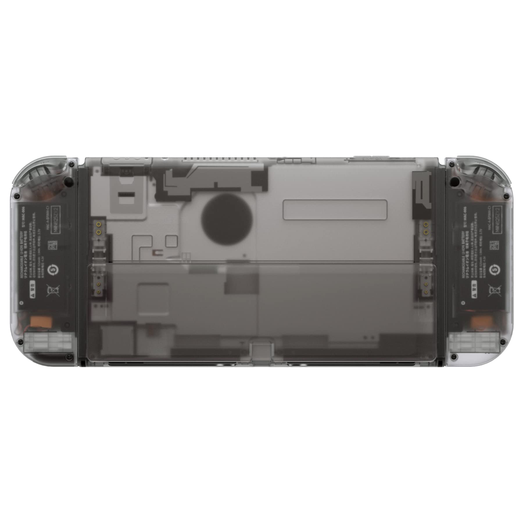 eXtremeRate Carcasa Transparente para Nintendo Switch OLED, Tapa Trasera & Soporte Placa con Botones Coloridos para NSO, Funda Protectora NS Joycons - Negro