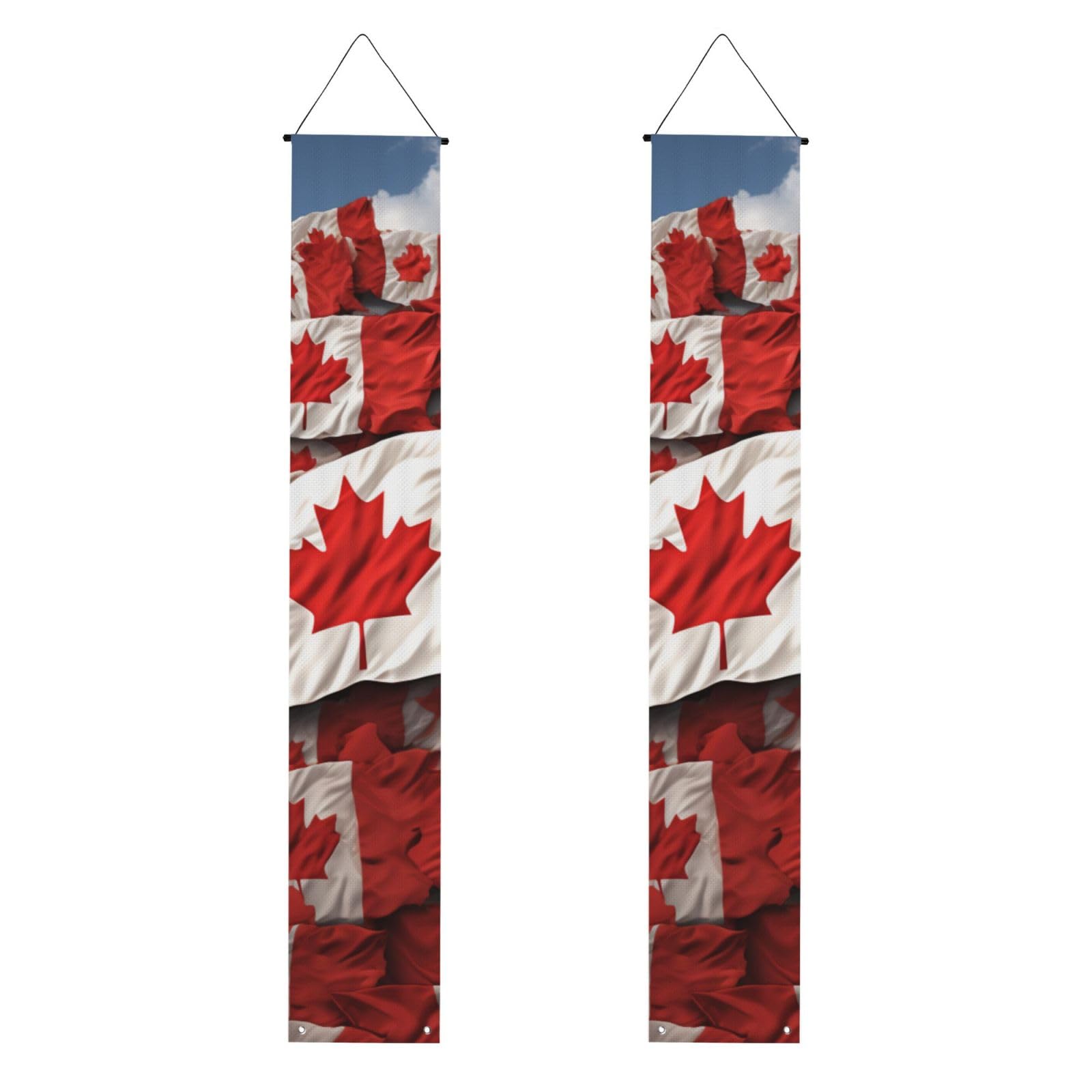 Canadian flag Porch Banner 2PCS, Summer Hanging Flag Party Porch Sign Front Door Hanging Decorations for Indoor Outdoor Holiday Yard Decor Wall Backdrop 71 x 12 Inch