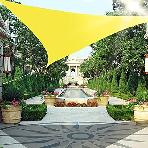 Byrotson Triangle Waterproof Sun Shade Sail Canopy, Sun Shade Sail, UV Block Sunshades Canopy, Easy To Install with Hardware Kit for Outdoor, Patio, Carport, 13X13x19 Ft,yellow Cover