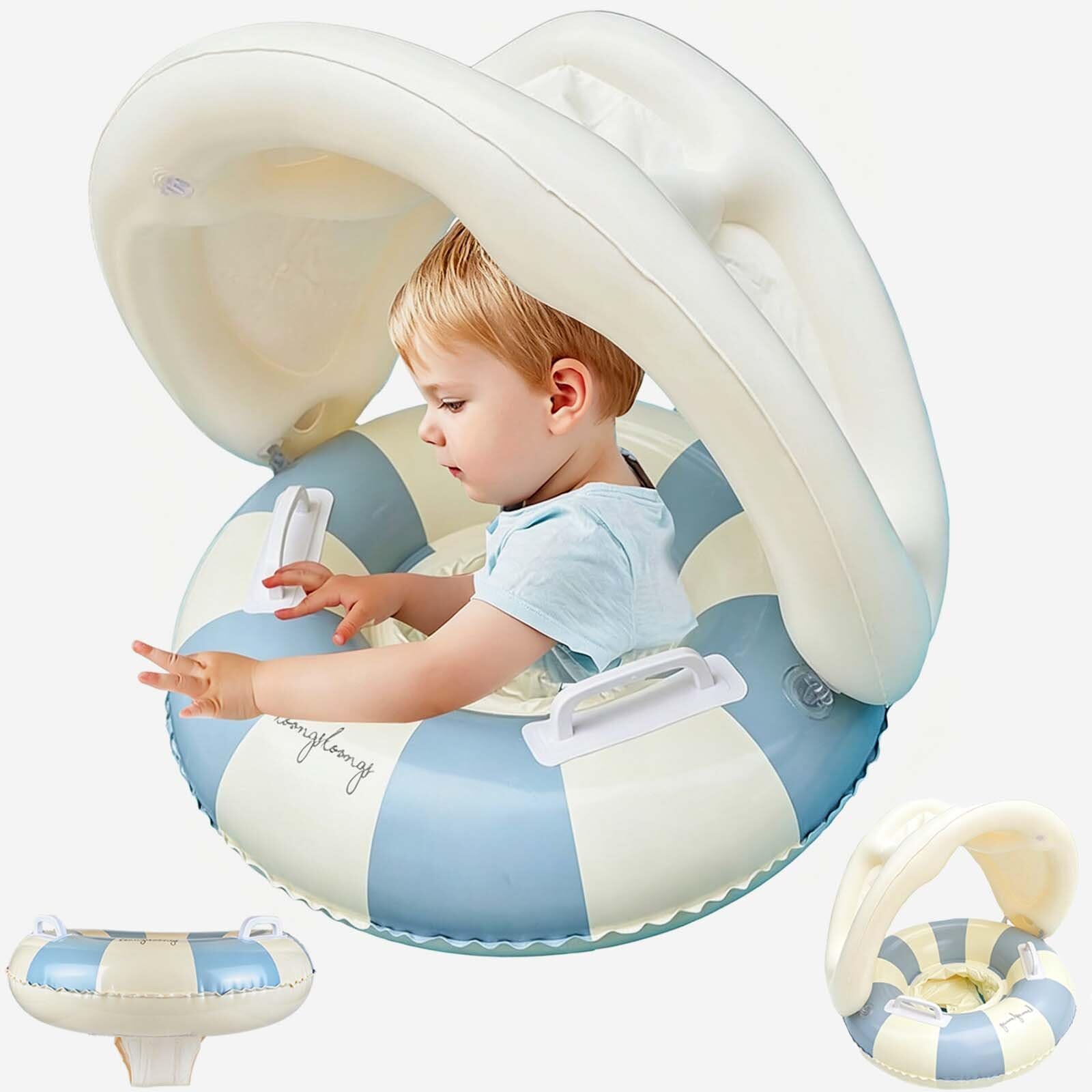 Baby Swimming Float, Baby Pool Float Swimming Ring with Canopy Safety Seat