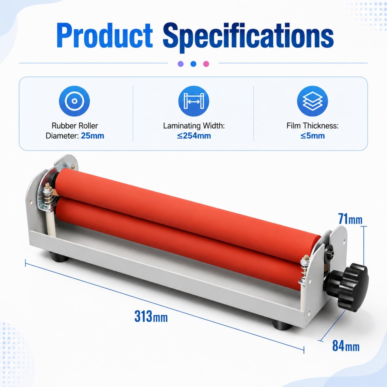 12 Zoll Manueller Kaltlaminator A4 Handkurbel Pressmaschine mit Einstellbarer Walze für Poster, Bilder und Hochzeitsfotografie