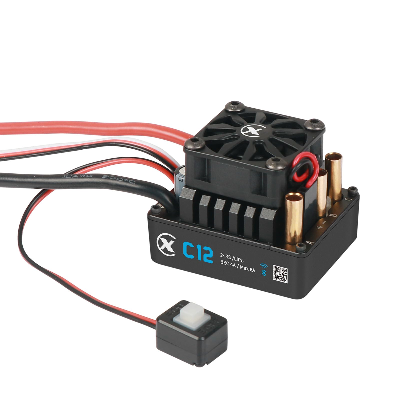 XC C12 Sensorless Electric Brushless Motor Controller for RC Car, 2-3S Lipo,60A Continuous Current,4-6A?6.0/7.4V BEC,Applicable to 1/12 ON Road & Off Roads