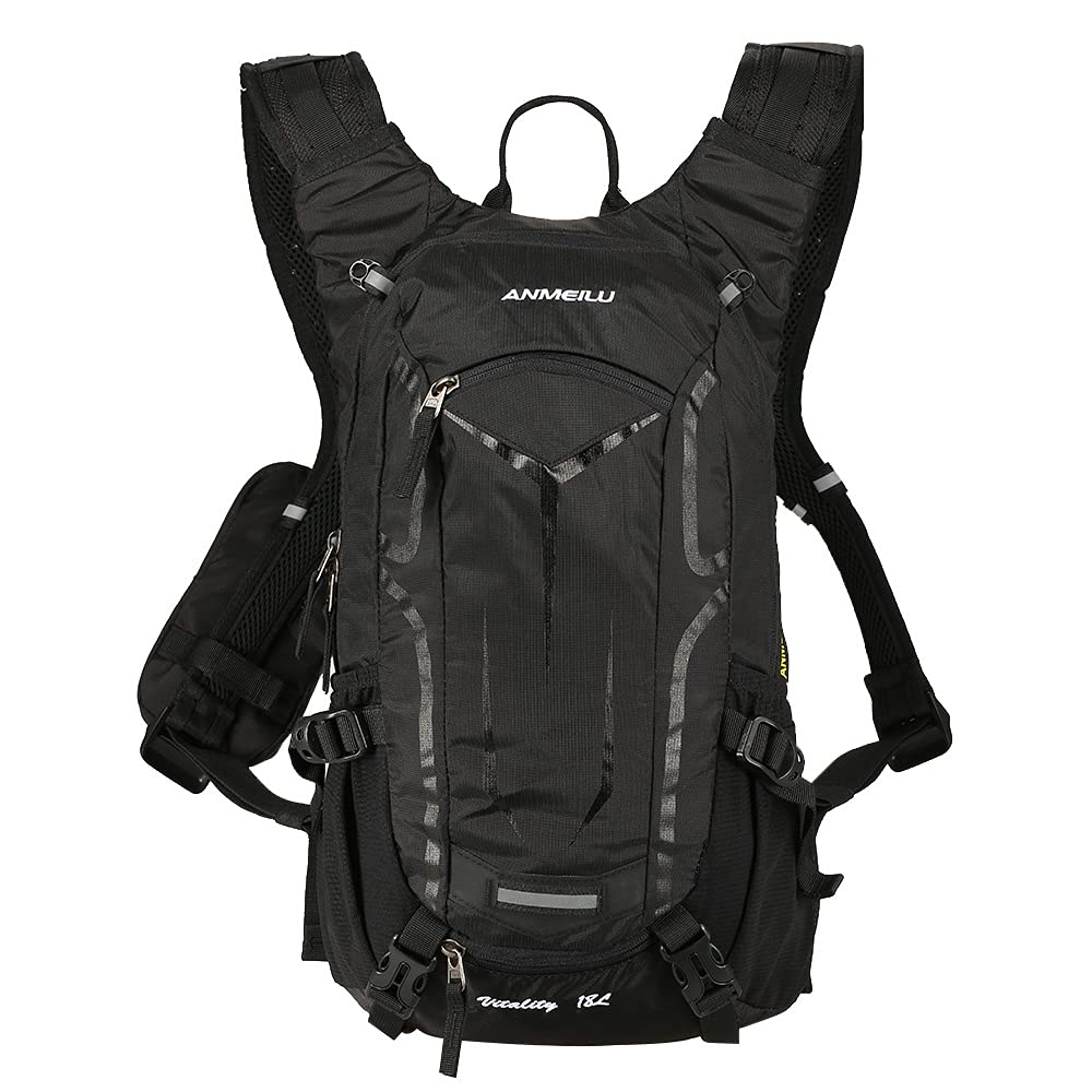 18L Water-Resistant Breathable Cycling Bike Shoulder Backpack Ultralight Outdoor Sports Riding Travel Mountaineering Hydration Water Bag Unisex with Rain Cover (Solid Blacks) -Layfoo-image-21