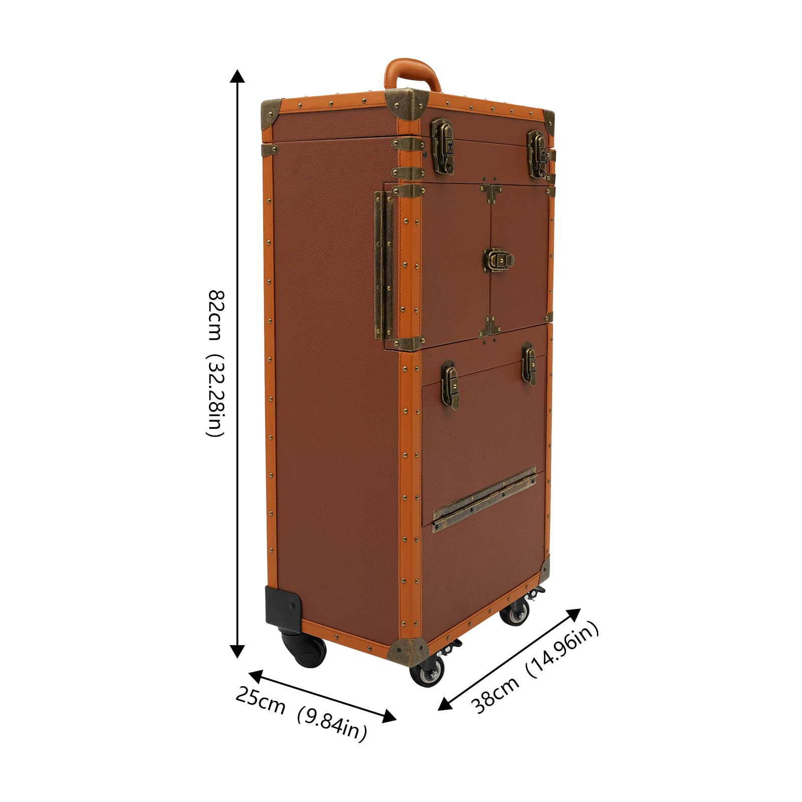 Valise à roulettes pour outils de coiffure - Mallette de maquillage - Mallette de maquillage - Pour manucure, coiffeur, cosmétique, Couleur du café., Valise cosmétique à roulettes