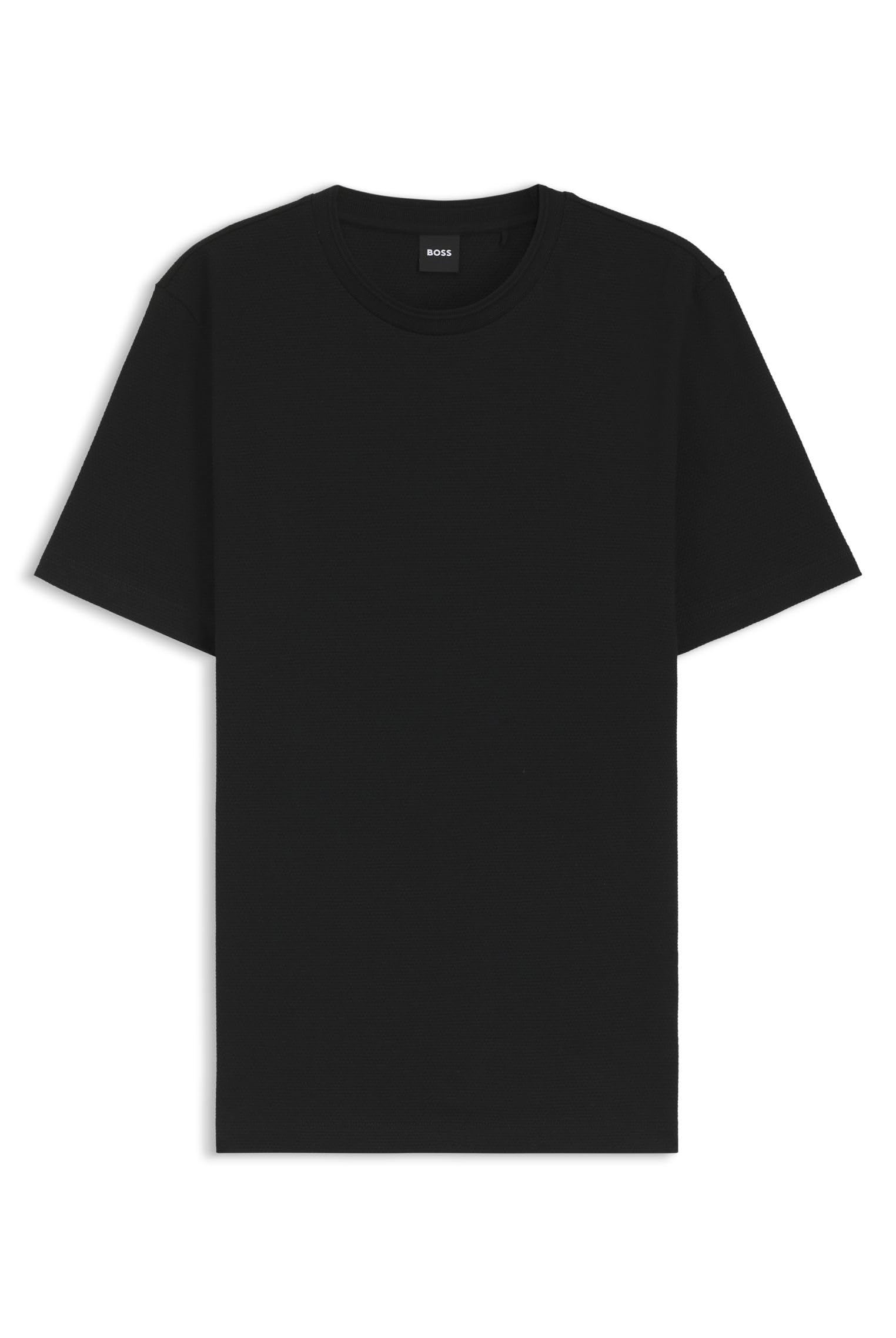 BOSS Mens Tiburt 240 Cotton-Blend T-Shirt with Bubble-Jacquard Structure Black