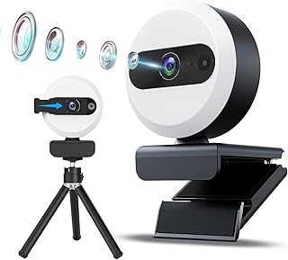 Webcam, HD Webcam 1080P with Privacy Shutter and Tripod Stand, USB PC Computer Webcam with Microphone, Pro Streaming Webcam for Recording, Calling, Conferencing, Gaming