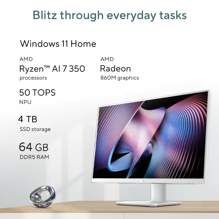 Image of ASUS All in One Desktop Computer 27 Inch Touchscreen, AMD Ryzen AI 7 350, 64 GB 5600MHz DDR5, 4 TB SSD, AMD Radeon 860M, 27-Inches FHD, Wi-Fi 6, Copilot+ PC, Windows 11 Pro, W /Headset and Mouse Combo