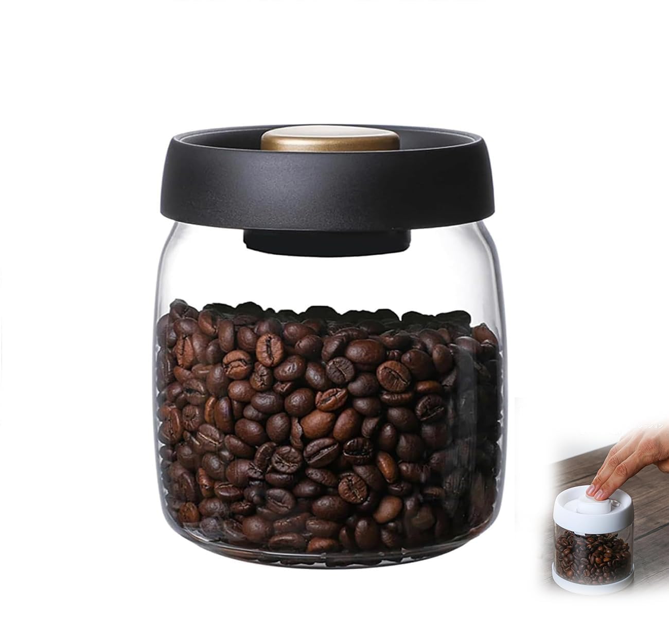 Automatic Vacuum Canister, Vacuum Storage Container, 16.9 fl oz (500 ml), Coffee Beans, Moisture Proof, Dustproof, Exhaust Valve, Oxidation Prevention, No Pump Required, High Vacuum Degree, Washable