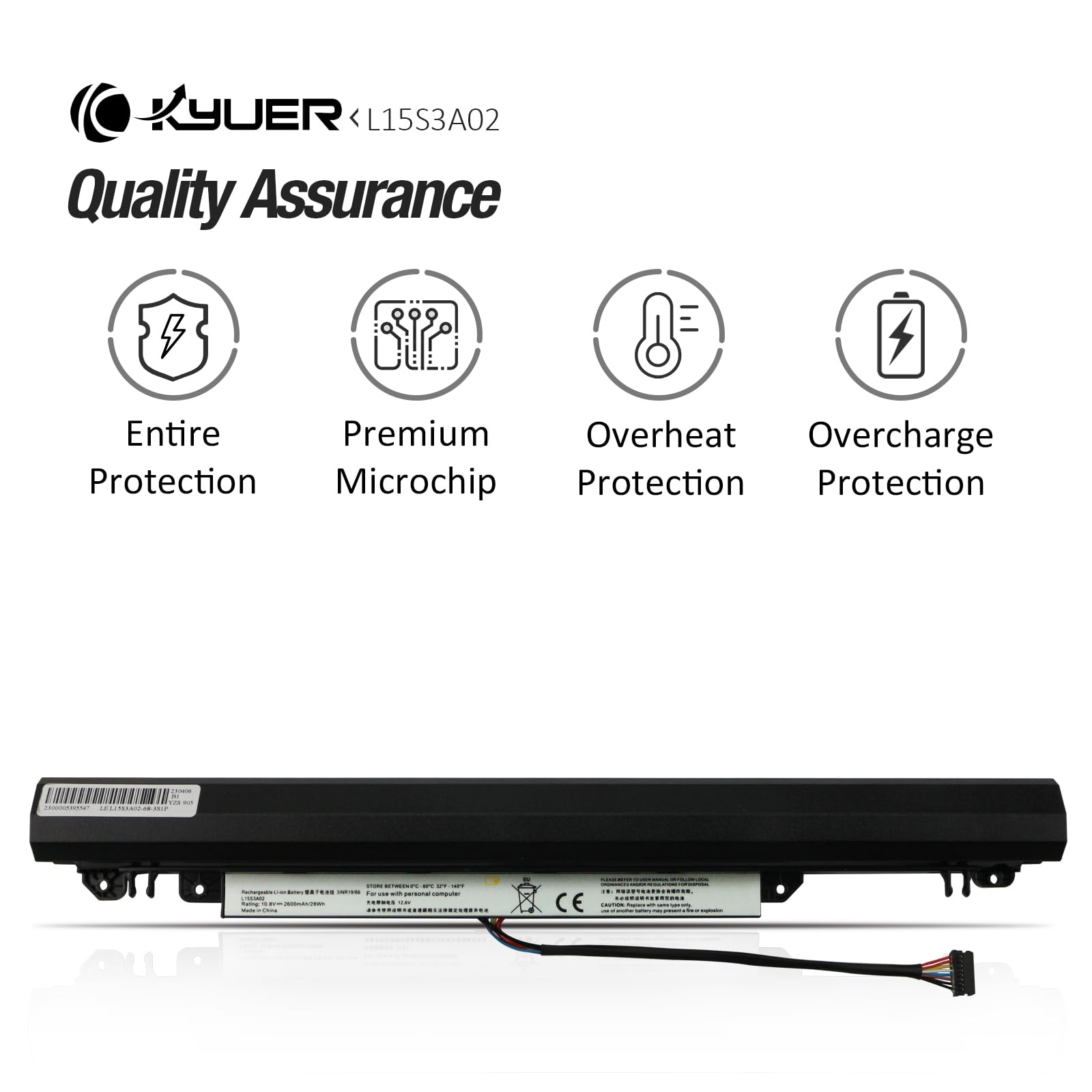 K KYUER L15S3A02 Batteria per Le-novo IdeaPad 110-14AST 110-14IBR 110-15AST | 110-15IBR 110-15ACL 110 Touch-15ACL Series Laptop Type 80TQ 80T6 80UJ 80TR 80T7 80W2 80TJ 80V7 5B10L04215 L15L3A03 L15C3A03