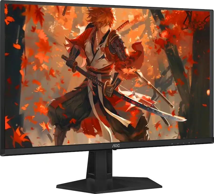 กลับ view of AOC Q27G4ZDF monitor with stand attached