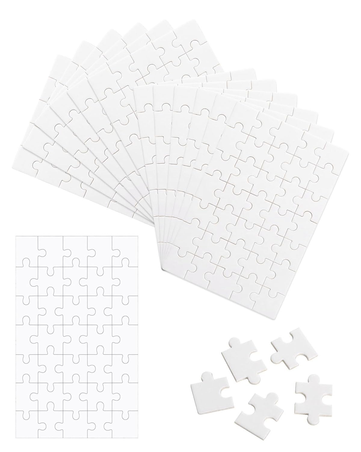HSIXHAF 10 pcs Puzzle Diseña tú Mismo, Puzzle en Blanco para Pintar Puzzle Personalizado en Blanco para niños para Pintar Motivos y Jugar al cumpleaños Infantil (15 x 10 cm, 35 Piezas)