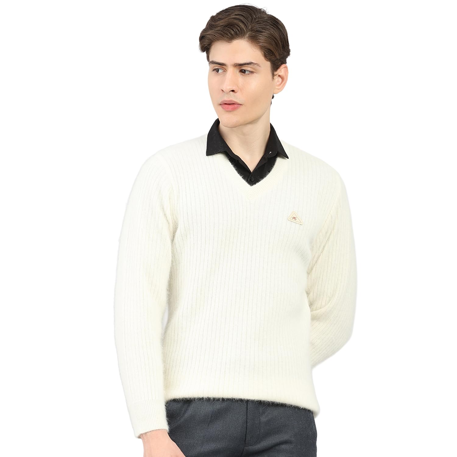 Men's Regular Fit Solid V Neck Full Sleeve Pullover| Warm Woolen Sweater for Men |Soft Comfortable Knitted Winter Wear for Men (Pack of 1)