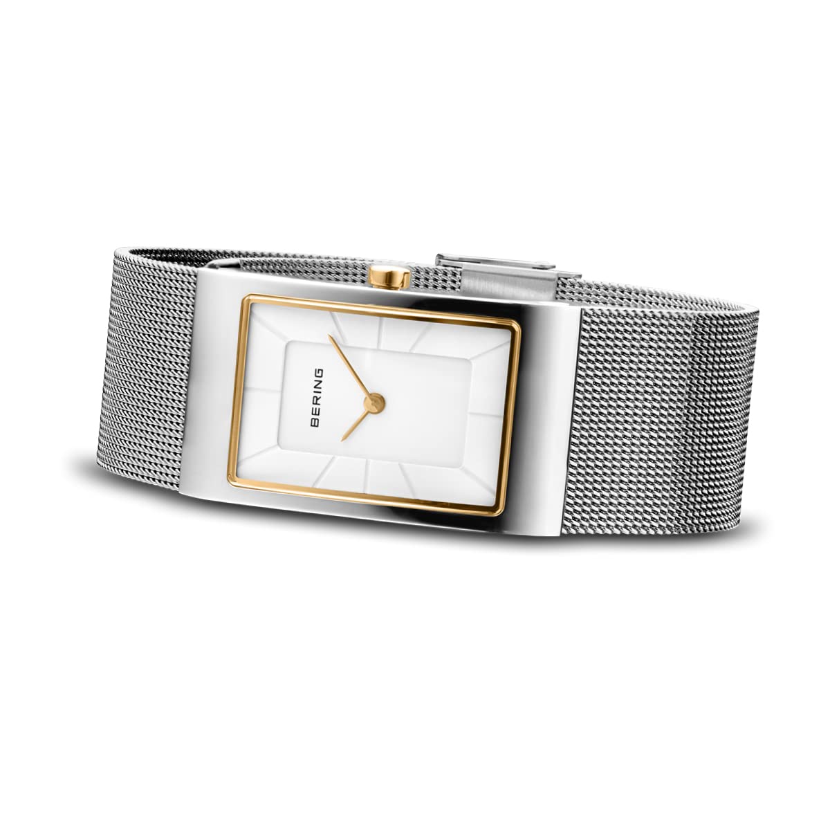 Bering Damen Quarz Uhr | Armbanduhr 22 mm Edelstahlgehäuse und Zifferblatt | Milanaisearmband | Saphierglas | 5 ATM | 10222