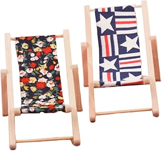 SAFIGLE 2 Pçs Casa De Boneca Cadeira De Praia Miniatura Móveis Decoração Para Casa Decoração De Casa Móveis De Jardim Em Miniatura Mini Cadeira Ornamento De Cadeira Em Miniatura Micro