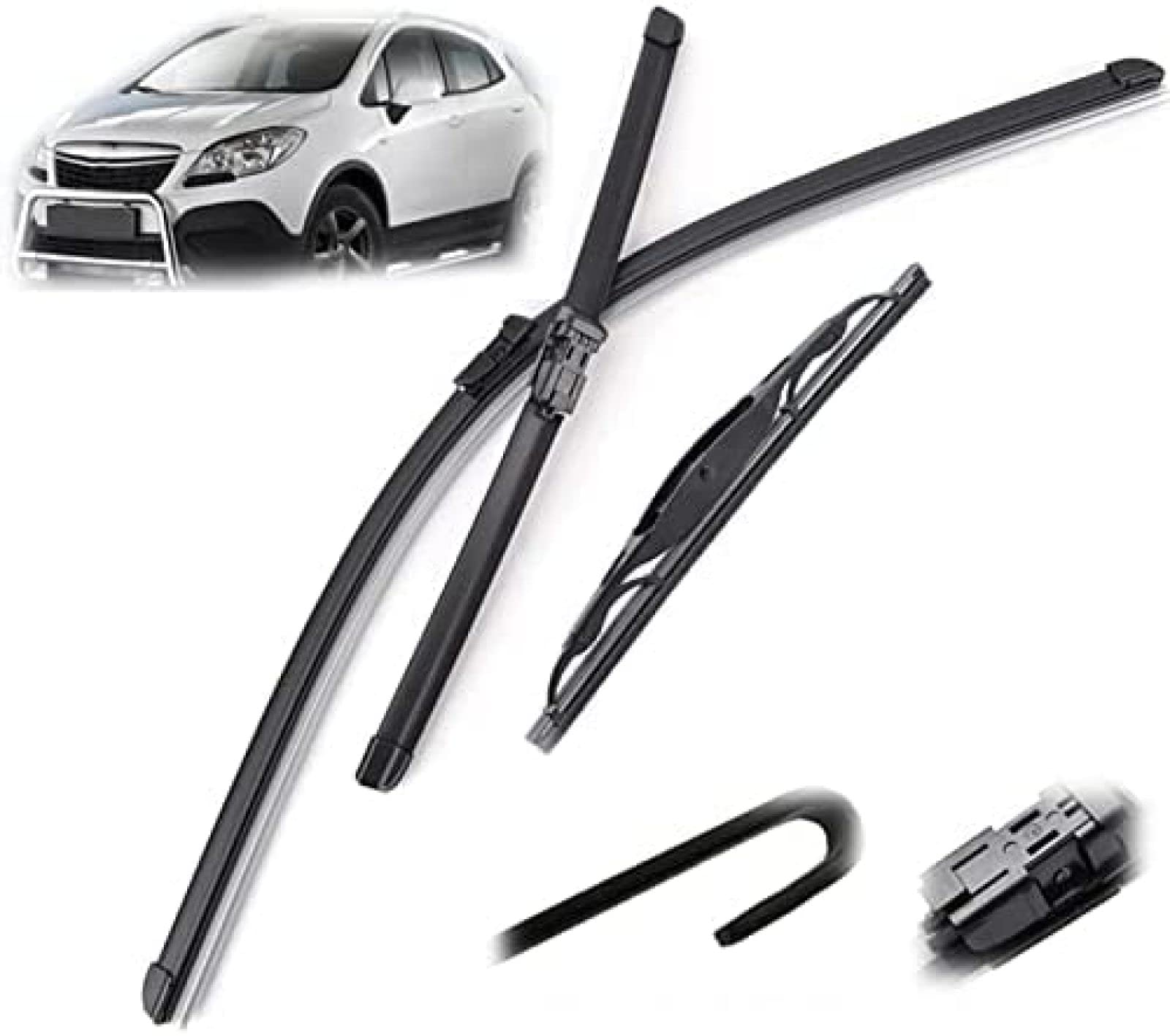 Juego de escobillas limpiaparabrisas Delanteras y traseras de 26 "+ 14" + 10 "para Parabrisas de Coche Ventana cepillos de Lluvia para Opel para Mokka 2012-2017