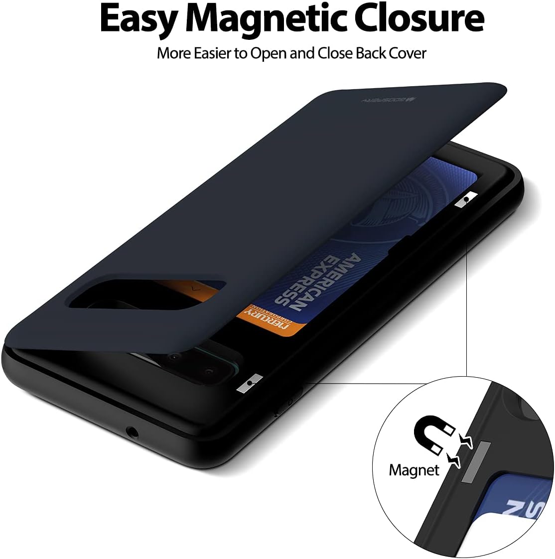 GOOSPERY Galaxy S10 Wallet Case with Card Holder, Protective Dual Layer Bumper Phone Case (Midnight Blue)