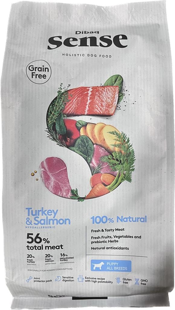 Dibaq Sense Puppy Grain Free Turkey and Salmon 56% Total Meat Complete Hypoallergenic Specially for Puppies for All Breads Form First Month Until The Age of 12 to 18 Months (12kg) (B09L7YFWWX) Amazon Price History, Amazon Price Tracker