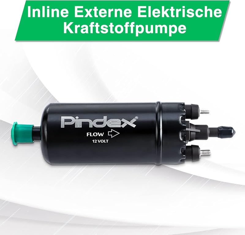 Pindex Elektromos Üzemanyag Szivattyú 12V - Univerzális Benzin és Dízel Adagoló Pumpa, Külső Szerelésű, 0580464070 Kompatibilis, Fekete