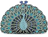 MOSSMON Peacock Luxury Rhinestone Crystal Evening Clutch Bag Sparkly Bride Wedding Party Purses for Women