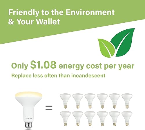 Miniatura 5 de Sigalux Luces de inundación LED regulables, bombillas BR30, 650LM 2700K blanco suave, base E26, certificación UL, paquete de 6