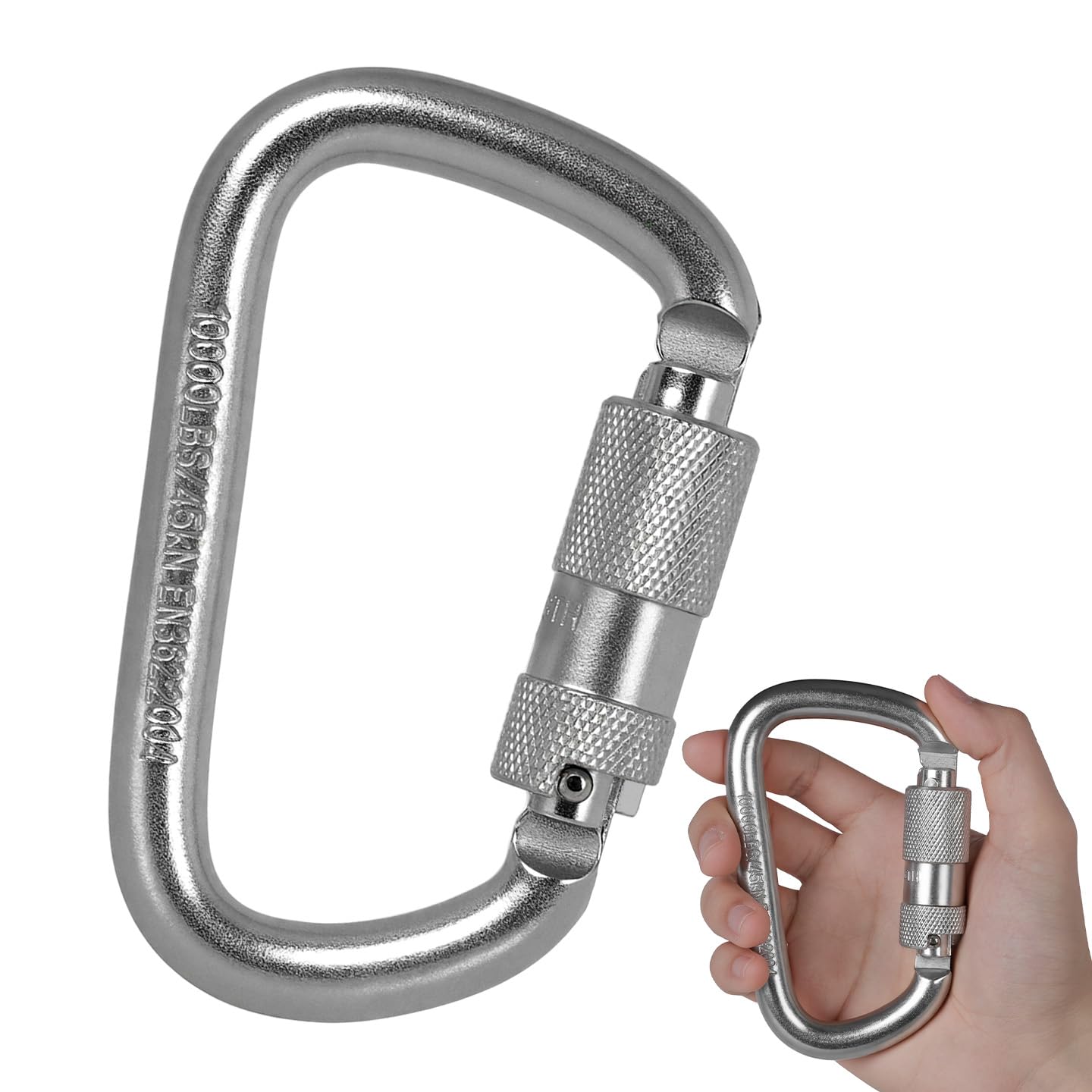 Moschettone autobloccante 45 KN = 4,535 kg Twist Lock in acciaio resistente grande moschettone clip per arrampicata su roccia, campeggio, palestra, salvataggio e alpinismo