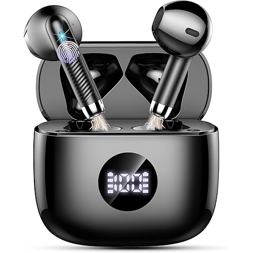Wireless Earbuds, 2025 Bluetooth Headphones 5.4 HiFi Stereo, in-Ear Ear buds with 4 ENC Noise Cancelling Mics, 40H Playtime Sport Ear Buds with Charging Case, IP7 Waterproof Earphones with LED Display