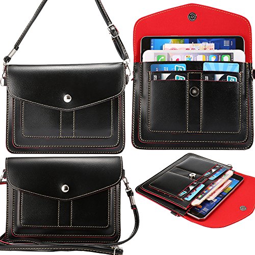 iPhone 6s Plus Case,S7 Edge Case, Harryshell Cross Body Multifunctional Purse/Pouch/Bag with Shoulder Strap for iPhone, Samsung Galaxy S9 Plus, ZMAX, Moto E4 / LG K7 / V30 Black