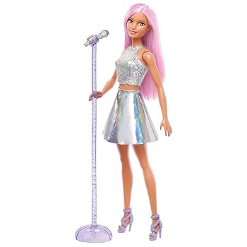 Barbie Pop Star Doll Dressed In Iridescent Skirt with Microphone