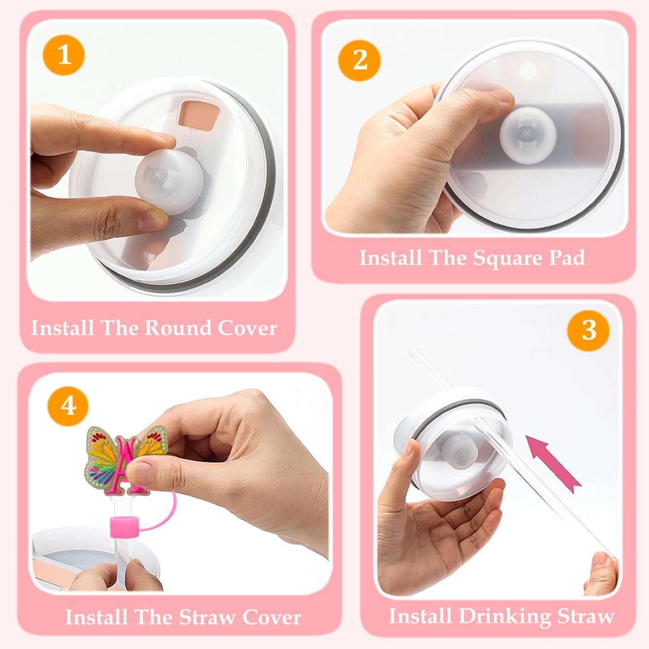 15PCS Accessories Set for Stanley Cup 30/40oz （Pink H） image 5