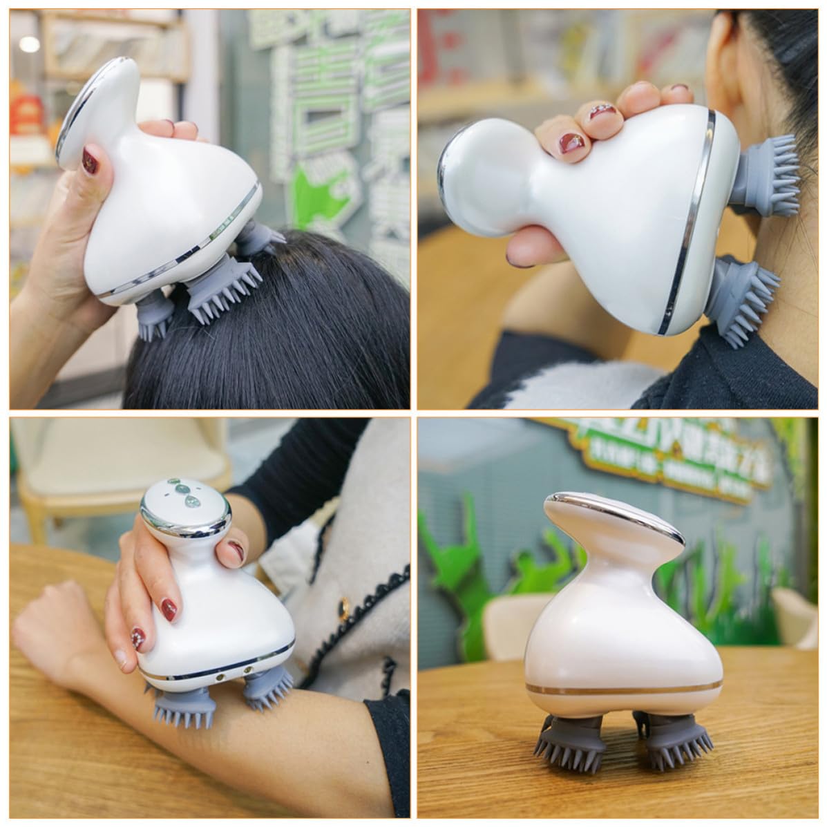 Elektrisches Kopfhautmassagegerät Ergonomisch, mit Massagekralle, Weiß