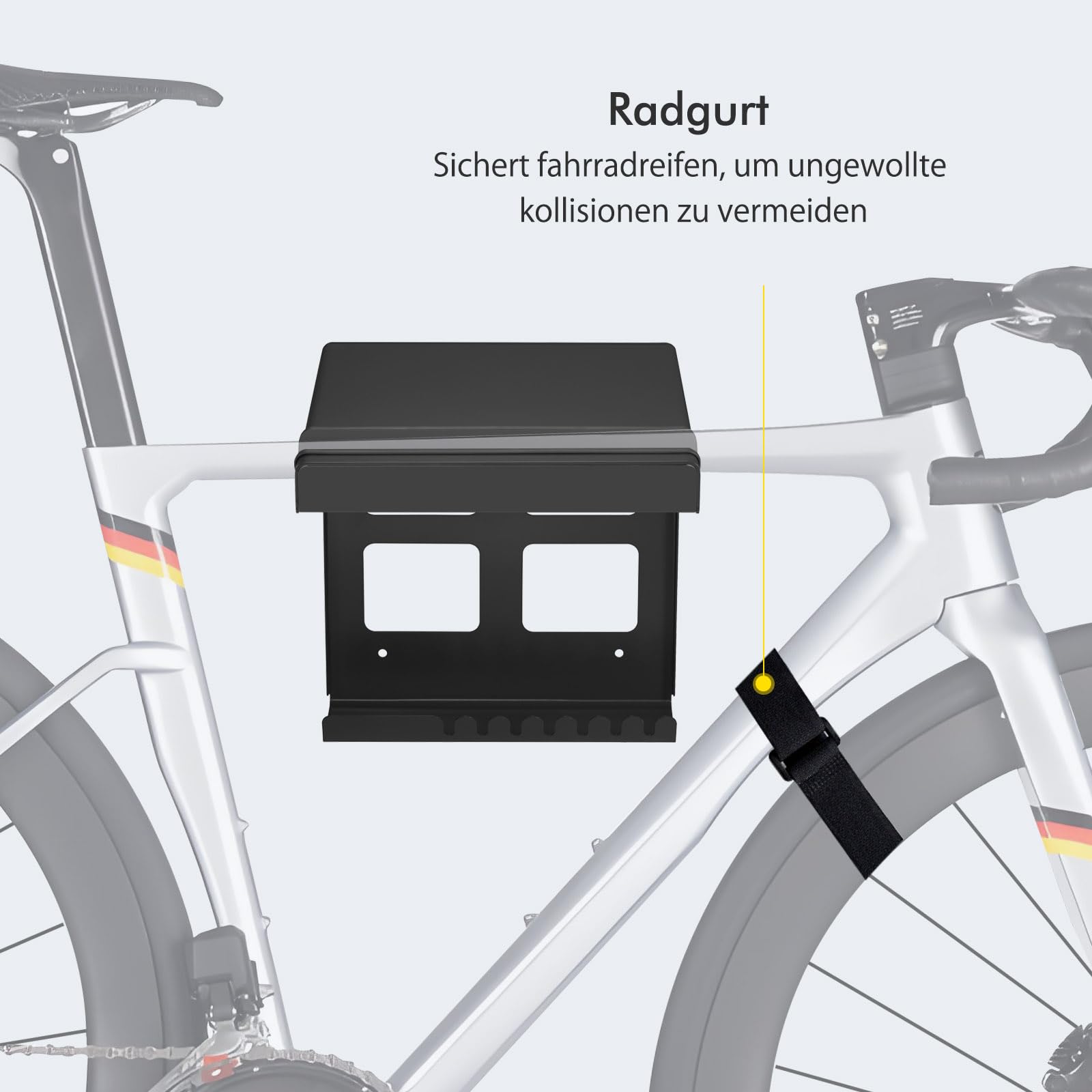 Mimoke Indoor Fahrrad Wandhalterung Garagen Wandmontierter Fahrradständer für Fahrräder mit Regalhaken, Kompaktes Robustes Design, Schutzpolster, Zusätzlicher Stauraum, Einfache Installation (Schwarz)