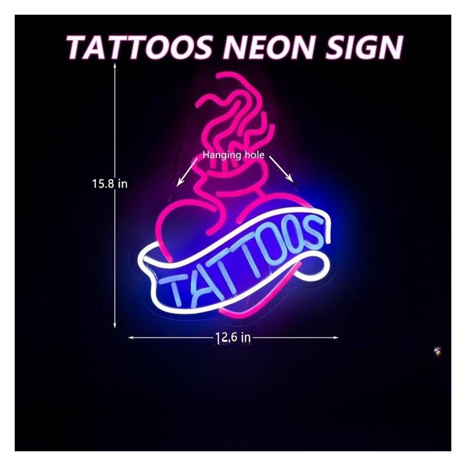 Luz de Diseño de Digital Tatuaje Neón Estudio Decoración De Pared Lámpara De Noche Estética Luz De Operación Decoración Fuente De Alimentación USB 12.6x15.8inch 32x40cm