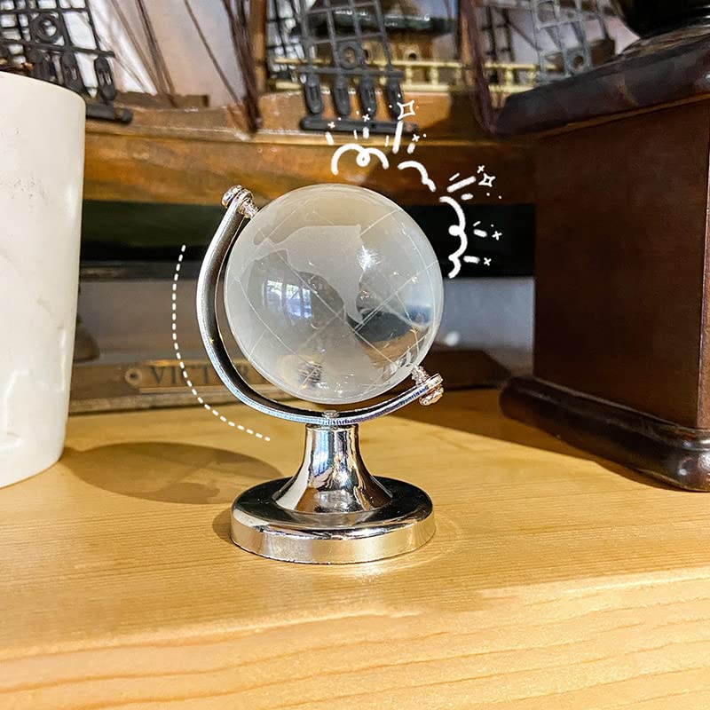 Amazon | ミニ地球儀 360°回転 1個 2個 ガラス 置き物 水晶 透明な