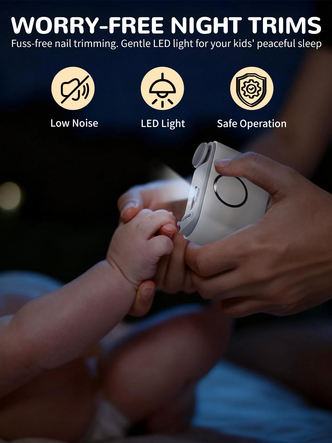 ONEDONE Coupe-ongles électrique – 3 en 1 rechargeable pour bébé Lime à ongles électrique avec double lame, 3 vitesses, sans danger pour les bébés, les femmes et les personnes âgées avec coupe-ongles