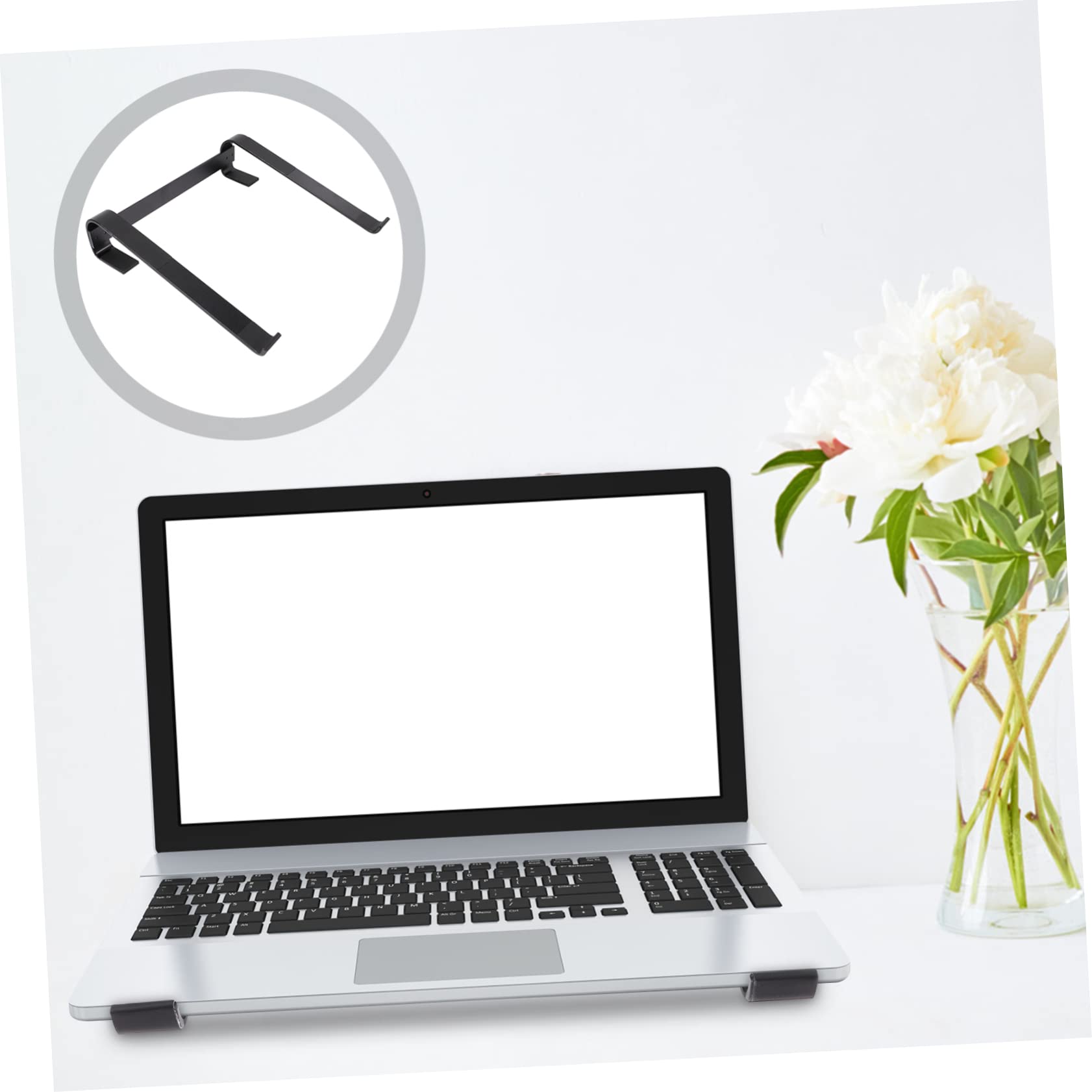 LALAFINA Supporto Laptop da Scrivania in Lega di Alluminio Nero | Design Verticale per Gaming Laptop e Notebook, Supporto Stabile Struttura a Punti, Base Rinforzata