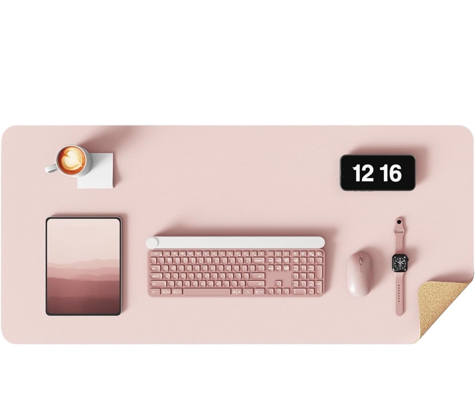 Schreibtischunterlagen Doppelseitige Schreibtischunterlage, Schreibtischmatte aus Leder, Kork FüRs BüRo(Pink,80x40 cm)