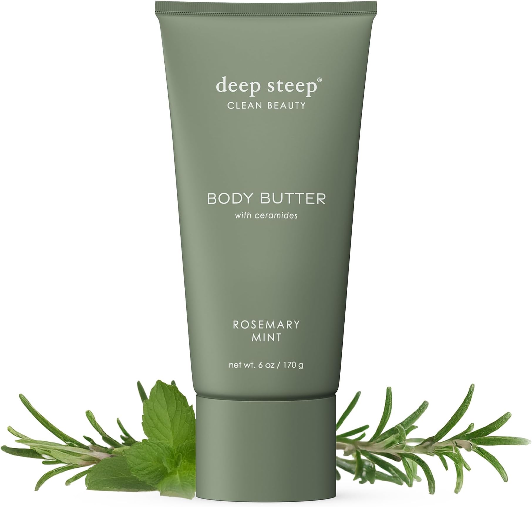 Body Butter, 6 oz – Rich Moisturizer with Ceramides, Coconut Oil, Argan Oil & Aloe Vera – Vegan, Clean Beauty, Smooth & Hydrated Skin (6 Ounces, Rosemary Mint)