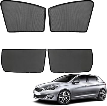 Car Window Shade for Kids Side Window Sun Shade for 308 II Hatchback 2013-2021 Magnetic Curtain Sun UV Protection Covers for Baby Sleeping Auto Accessories,Front-Window+Rear-window-4PCS